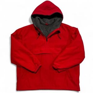 LLBEAN Squall Fleece Lined Fall Winter Ski Rain Coat Half Zip Hoodie Red Large